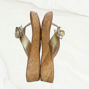 -  BORN CORK WEDGE SANDALS